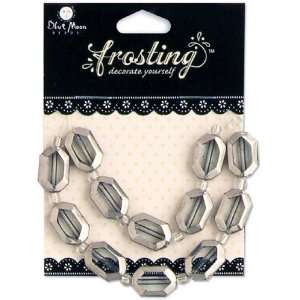   Glass Beads Window Pane Hex Clear/Silver 12/Pkg 