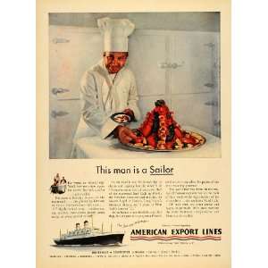   Lines Travel Ship Lobster Food   Original Print Ad