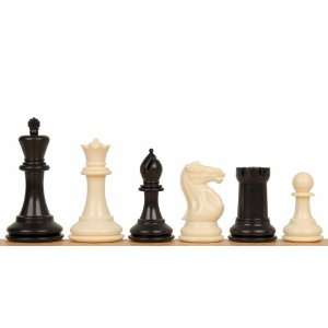  Conqueror Plastic Chess Set in Black & Ivory   3.75 King 