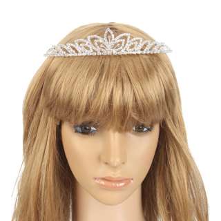 Beautiful Elegant Wedding Bridal Tiara Clover Rhinestone Crown Hair 