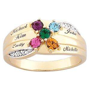   Sterling Silver Round Mothers Birthstone Name Ring   Up to 6 Stones