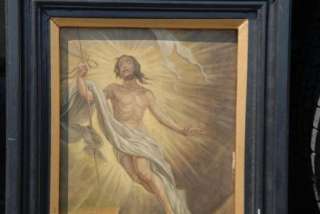   signed french painting of christ oil on board or wood and in very