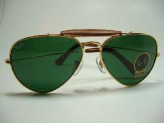 RAYBAN SUNGLASSES 3422Q 3422 GOLD LEATHER LARGE AVIATOR NEW AUTH 