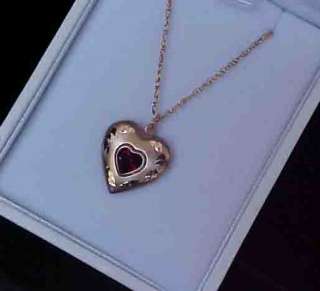 14kt Gold Filled 1/2 carat Heart cut Genuie Garnet Diamond etched 