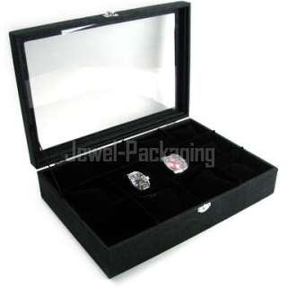 Deluxe Black Suede 12 Watch Storage Case Jewellery Box  