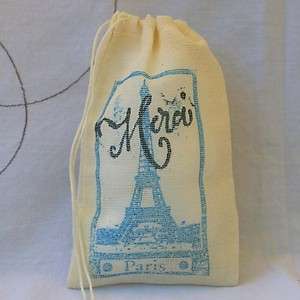 Merci Eiffel Tower Favor or Gift Bags (set of 6)  