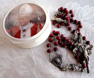 WONDERFUL VINTAGE POPE PAUL JOHN II ROSES PETALS ROSARY.IN ORIGINAL 