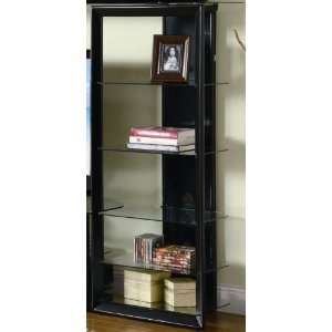  Media Tower with Glass Shelves in Black Finish Metal