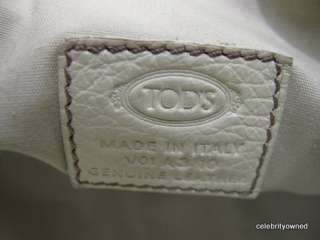 Tods Cream Leather Double Pocket Shouldger Bag  