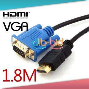 HDMI Gold Male to VGA HD 15 Cable 6ft 1.8M  