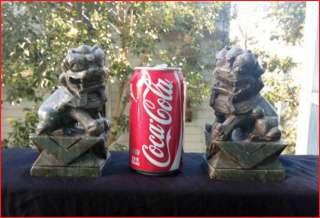 Two Beautiful Stone Carved Chinese Temple Lions   Fu Dogs  