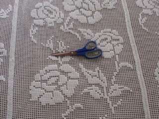 Vintage Antique Filet Crochet Lace Bedspread 103x102 Off White Great 