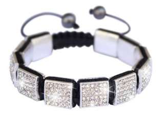 UNIQUE FANCY QUALITY SQUARE WHITE SHAMBALLA CRYSTAL PARIS INSPIRED 