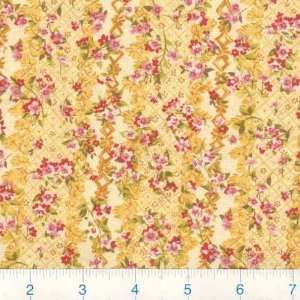  45 Wide Floral Silhouette Floral Stripe Honey Fabric By 