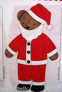Teddy Bear Santa CLothes 24 outfit fabric panel VIP  