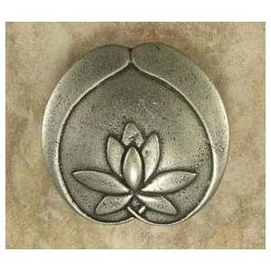  Asian Lotus Flower Cabinet Knob/Pull In Pewter (Medium 