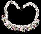Vintage Multicolor Woven Milk Glass Seed Bead Necklace