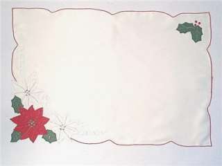 CHRISTMAS HOLIDAY CUTOUT PLACEMATS POINSETTIA &HOLLY  