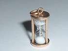 VINTAGE 14k GOLD 3D HOURGLASS CHARM PENDANT sand moves