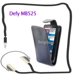 For Motorola Defy MB525 Flip Leather Pouch Case Cover NEW (Black 