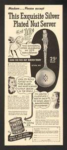 1941 Planters Peanuts Silver Nut Server Spoon Print Ad  
