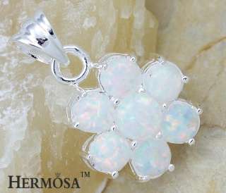   Lady Jewelry Multi Gems White Flower Fire Opal Sterling Silver Pendant