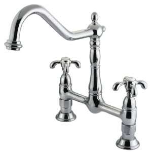   Brass PKS1171TX 8 inch center spread deck mount bridge kitchen faucet