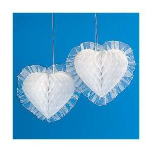  12 White Tissue Paper Hearts 