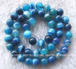 8mm Blue Agate Round Beads 16   