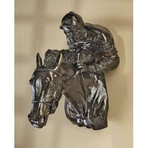 Racing the Wind Horse and Jockey Wall Sculpture 