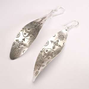  Karen handmade tribal silver craft pair dangle earrings by 