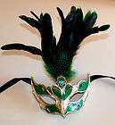 venetian masquerade mask venice feathers green silver quick look buy