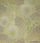 Old 1940s Vintage Wallpaper Yellow Tropical floral with large white 