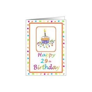 29 Years Old Lit Candle Cupcake Birthday Party Invitation Confetti 