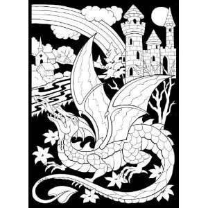  Dragon Castle   11x15 Fuzzy Velvet Coloring Poster Toys & Games