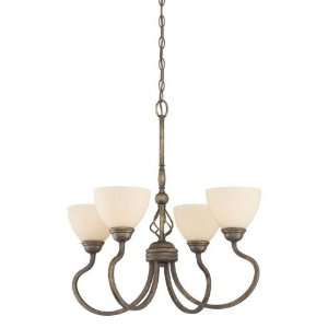 Maddox Collection 4 Light 24 Burleson Bronze Chandelier with Creamy 
