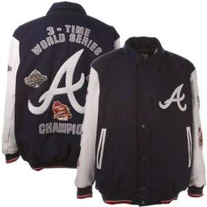  Atlanta Braves Navy Blue White Wool and Leather World Series 