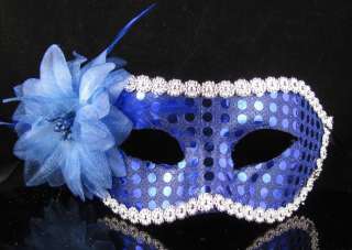   Blue Cosplay Venetian Costume Masquerade Fancy Ball Party Flower Mask