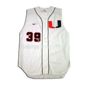  White No. 39 Game Used Miami Nike Baseball Jersey (SIZE 46 