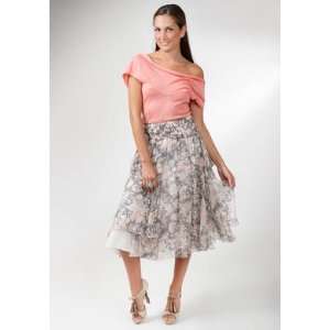  Grey Multicolor Print Silk Skirt 
