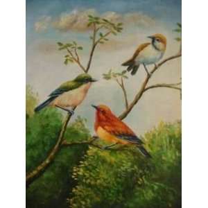   Animal Bird Canvas Art Repro Birds Talking On Branche
