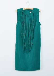 97K CREW NECK SLEEVELESS DRESS WITH FRINGING AT THE FRONT 2618  