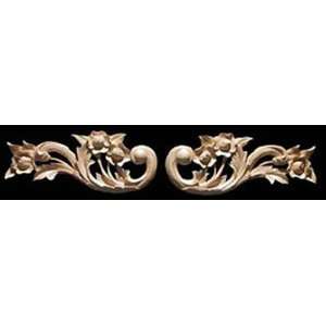   Carved Solid Maple Wood Rose Scrolls Onlay Medium Size, Model 1040 PR