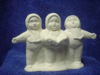 E311   Ceramic Bisque 3 Snowbaby Carolers Figurine  