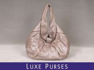 Kooba Carly Shoulder Handbag Purse   Silver Metallic Leather  