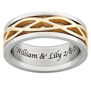    Titanium Two Tone Engraved Celtic Weave Band, Size 11 Jewelry