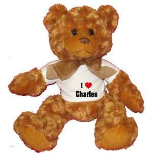  I Love/Heart Charles Plush Teddy Bear with WHITE T Shirt 