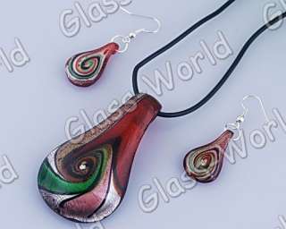 12sets Drop Lampwork Glass Pendant Necklaces+Earrings  