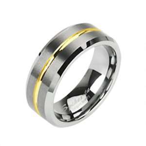  Size 6   Spikes Womens Tungsten Carbide Gold Striped Band 