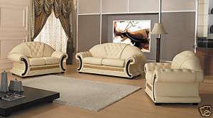 Traditional Cream Leather Sofa Set Cleopatra T36  